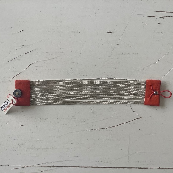 NWT Johnny Was Kenwyn Silver Multi Chain Bracelet w/ leather edges - Picture 1 of 5